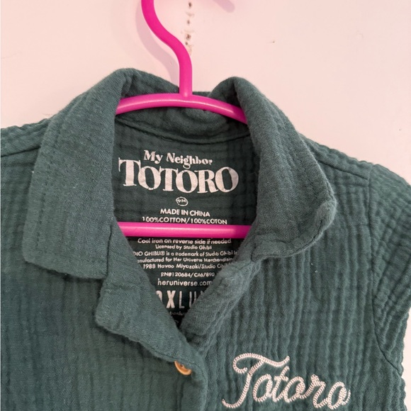 My Neighbor Totoro Green Embroidered Button Romper | 9m studio Ghibli BoxLunch - Picture 2 of 3